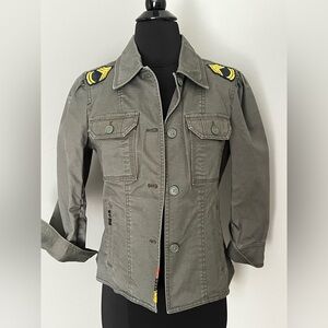 Juicy Couture Olive Utility Jacket with Patch Detail Sz Sm